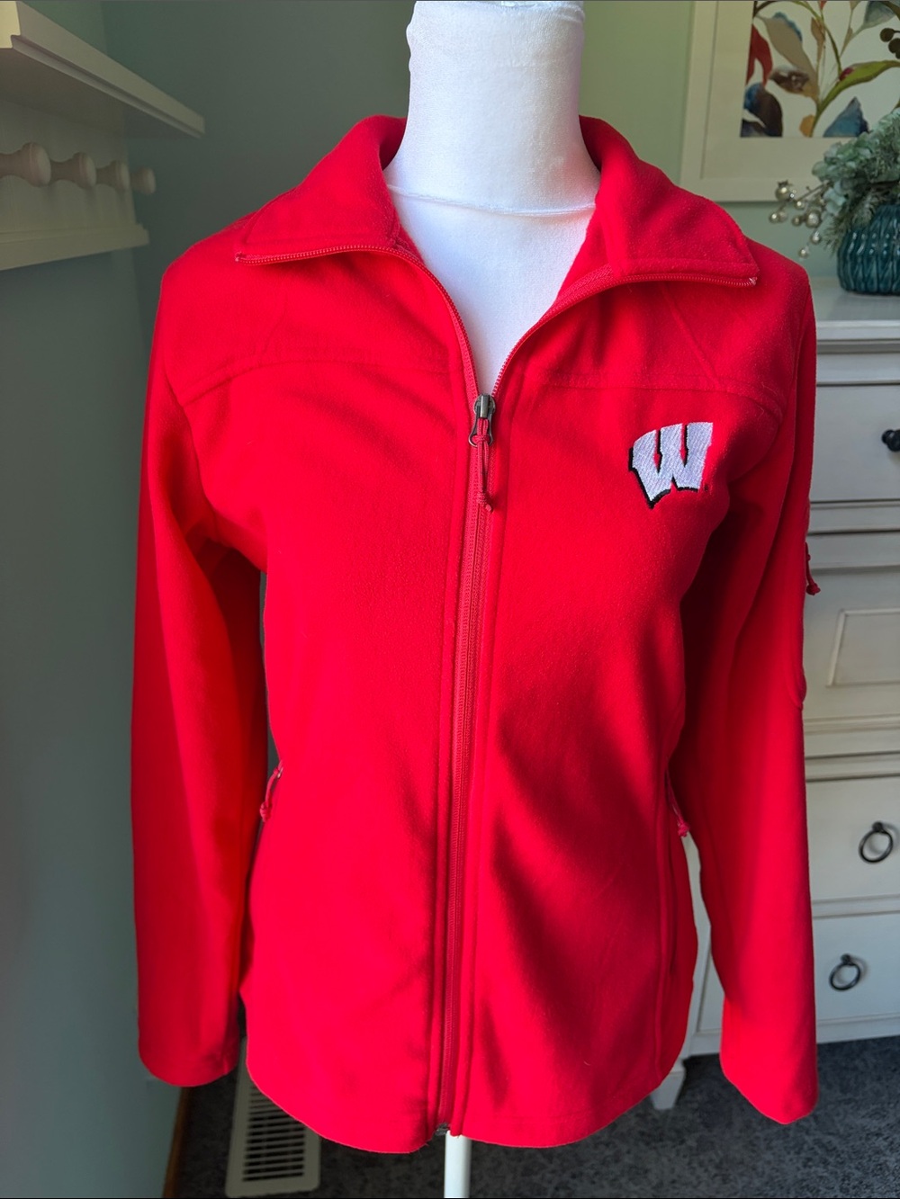 Columbia Women’s Wisconsin Badgers Red Full-Zip Fleece Jacket - only worn once